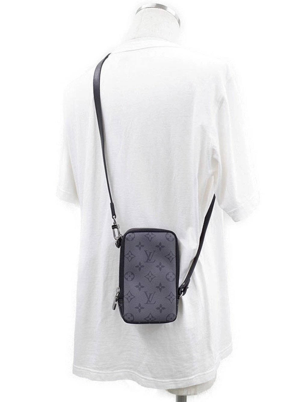Louis Vuitton Monogram Eclipse Black Double Phone Pouch Clutch Shoulder Bag - Picture 9 of 9